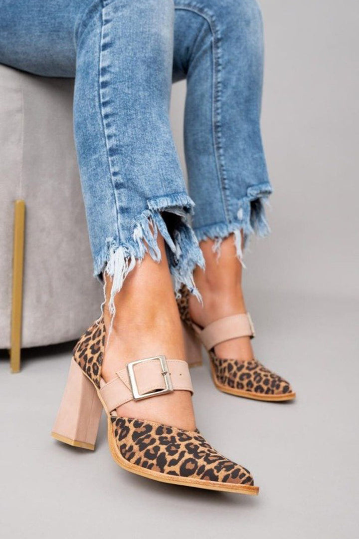 Orlisse | Leopard Suede Heel Sandals