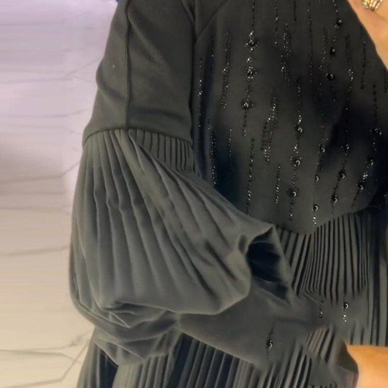 Elodie | Pleated Puff-Sleeve Gown